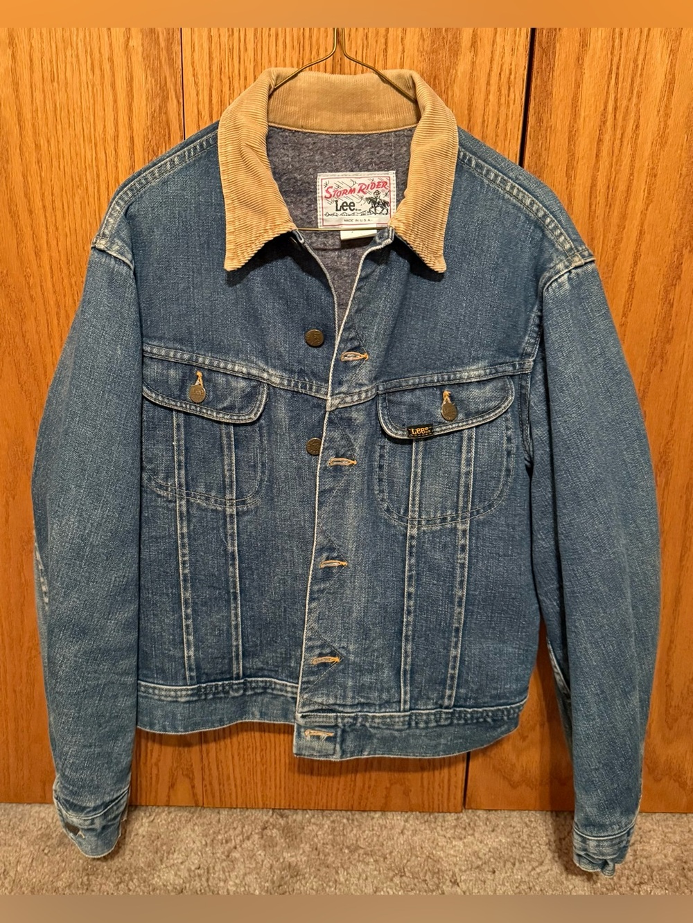 Vintage 70s 80s Lee Storm Rider Denim Jacket 38R Blanket Lined No Hand Pockets